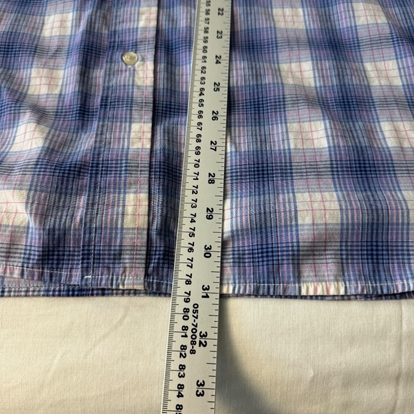 Haggar‎ Clothing Men's Plaid Short Sleeve Button Up Shirt Blue X-Large Stretch - Picture 9 of 11